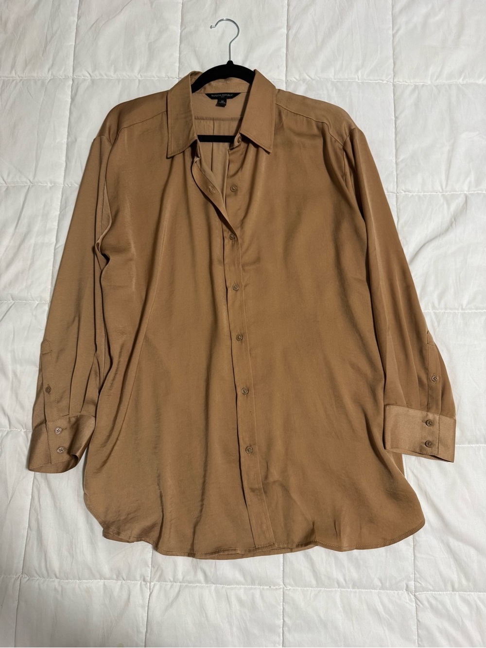 Banana Republic Silky Oversized Shirt in Latte